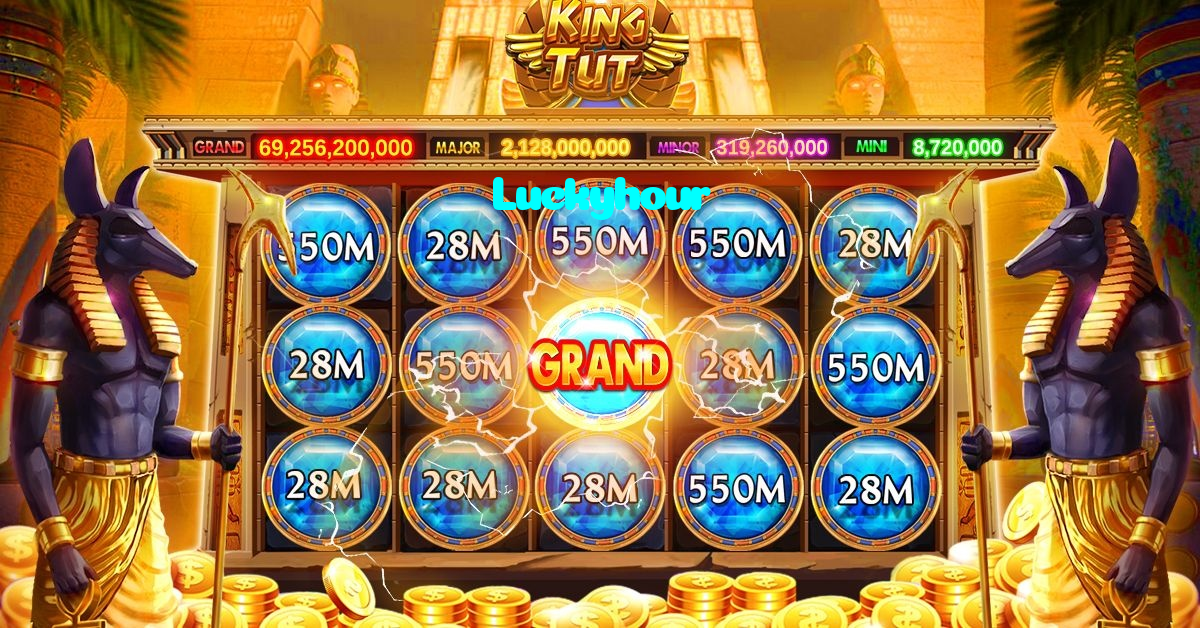 Luckyhour casino presented on mobile device in Pakistan with slots and live games